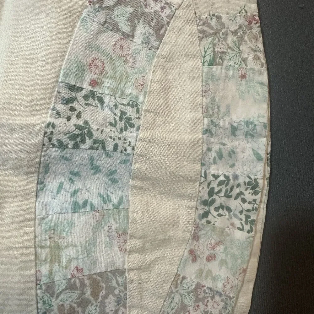 Handmade Double Wedding Ring Window Valance Pastel Floral Patchwork Cottage